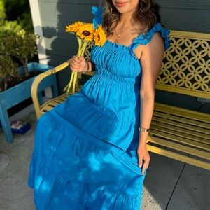 Altar'd State Strapless Blue Dress